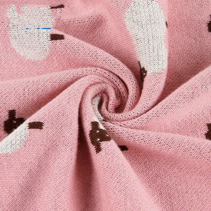 Pink and grey baby sheepskin blanket wind covers measuring 100cm by 80cm
