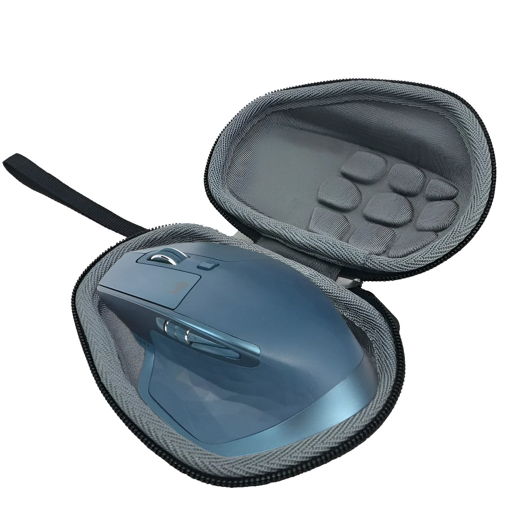 Black mouse storage box with handle, made from nylon 1200D and 6mm EVA with soft shock-resistant interior