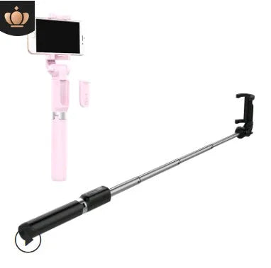 Bluetooth selfie stick tripod with aluminium alloy telescopic rod extended to 195.50mm holding mobile phone