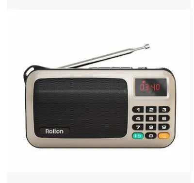 Rolton W405 portable FM radio and MP3 travel speaker in blue with LED display and strap
