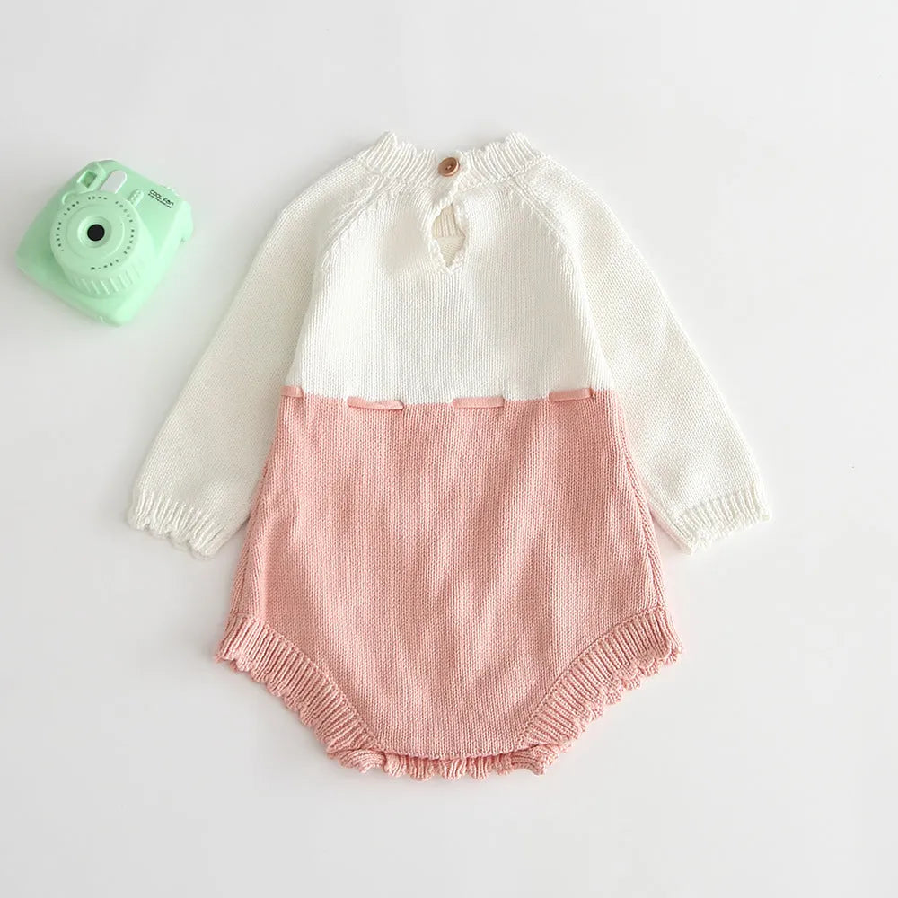 Baby knitted jumpsuit, 100% cotton, long sleeve, pullover, not hooded, black or pink, sizes 66-100cm