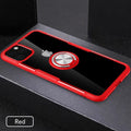 iPhone phone case with car holder arm in navy blue, showing 360-degree rotation and button access