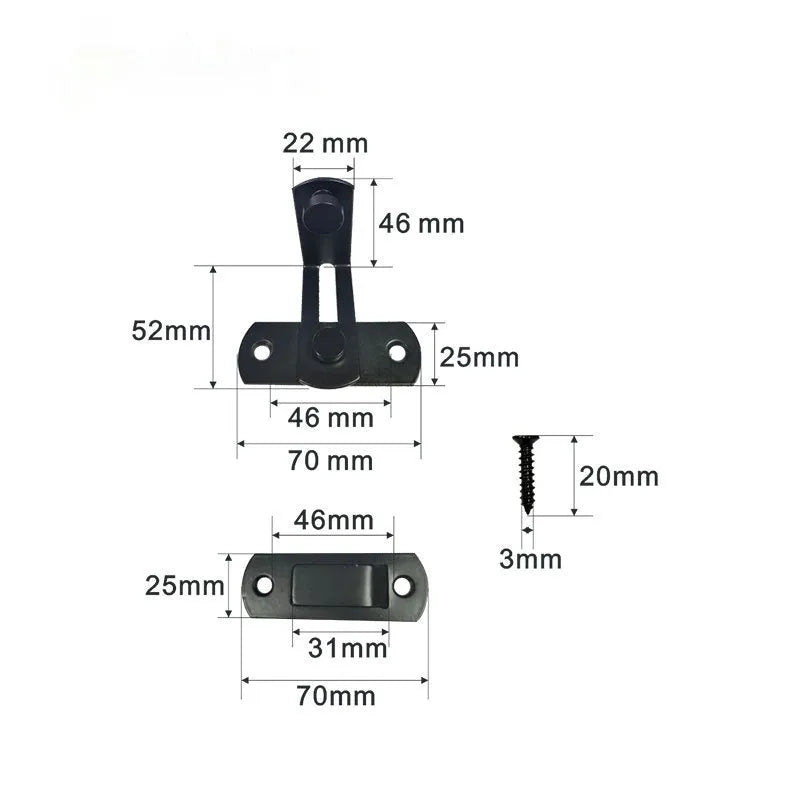 90-degree black carbon steel sliding door lock with flat stainless steel shackle for warehouse and barn doors