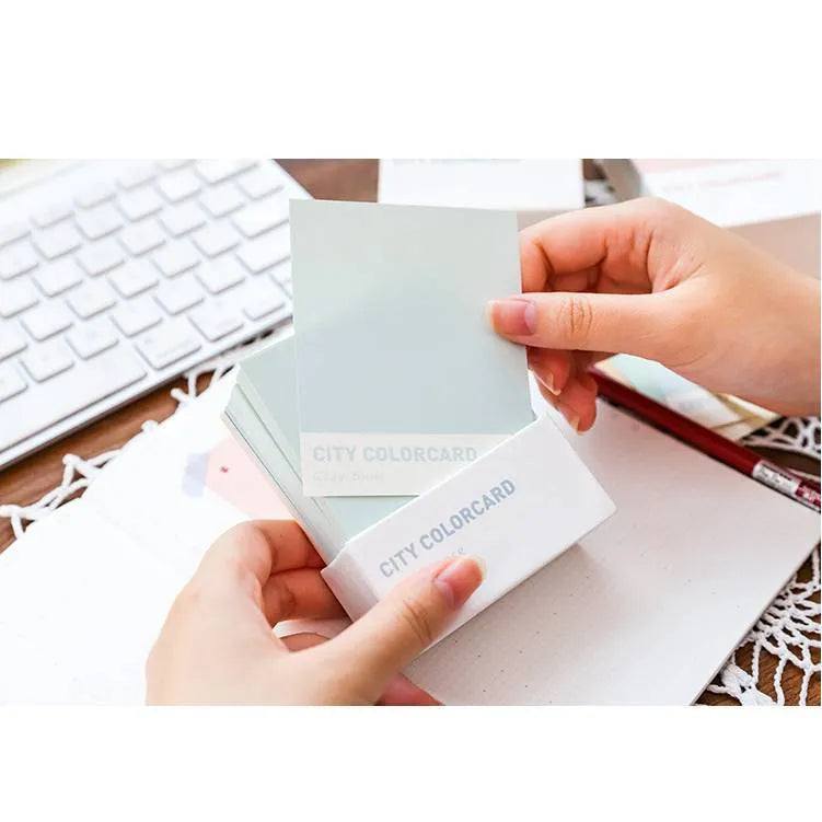 Rectangle memo note paper pad measuring 75 by 95mm with city colour card design
