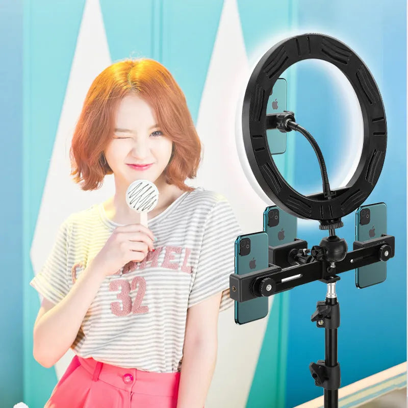 10-inch smartphone ring light with metal bracket for photography and video