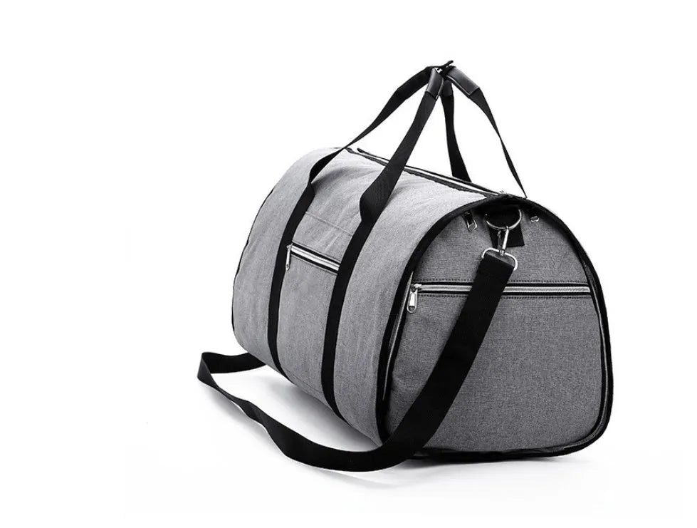 Cylinder travel bag in black with zipper pocket and waterproof Oxford cloth material