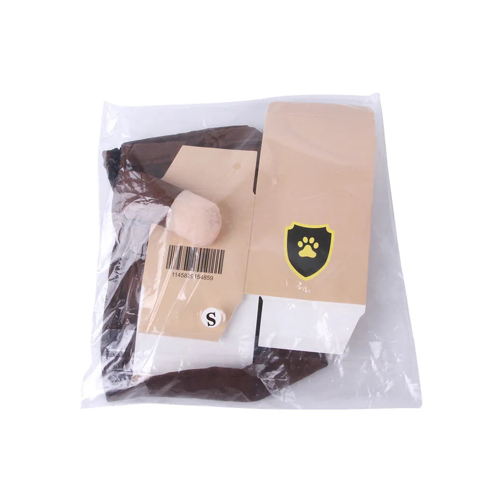 Coffee-coloured courier standing style dog clothing made from polyester fabric