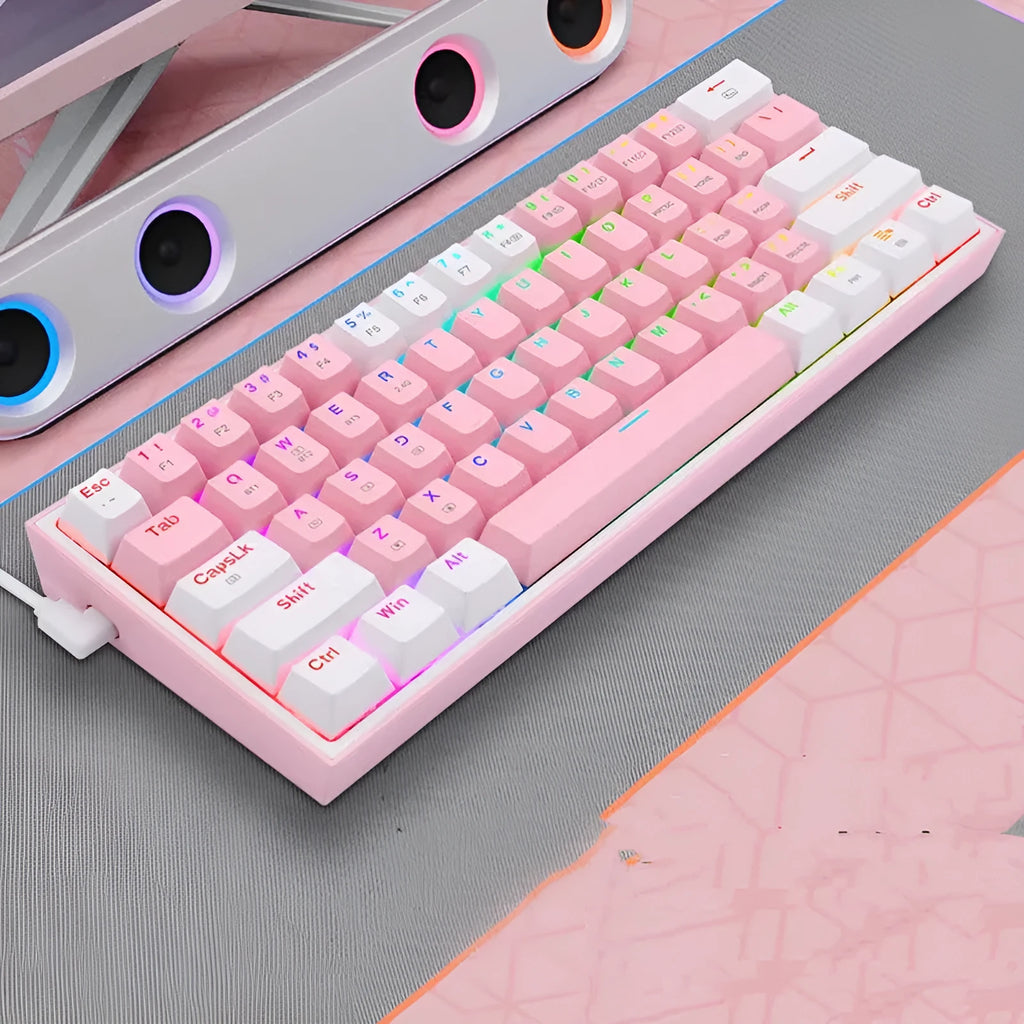 Red Dragon mechanical keyboard with red axis switches, RGB backlight, and three-mode wireless connection