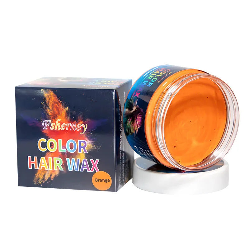 120g hair styling clay pot with nine colour options: white, orange, red, yellow, blue, green, purple, rose red, granny grey