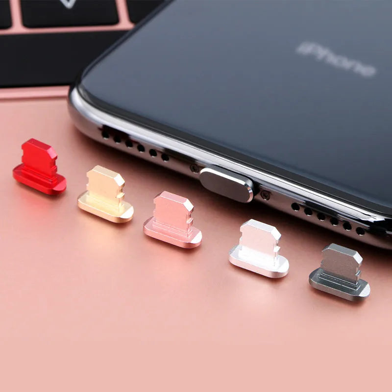 Aluminium alloy iPhone charging port dust plug in various colours for models X, XR, Max, 8, 7, 6, S, Plus
