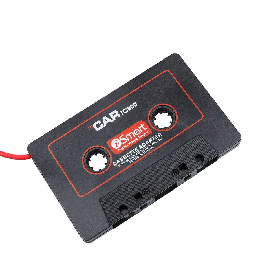 Black MP4/MP3 audio cassette converter with 3.5mm jack plug for car stereo playback