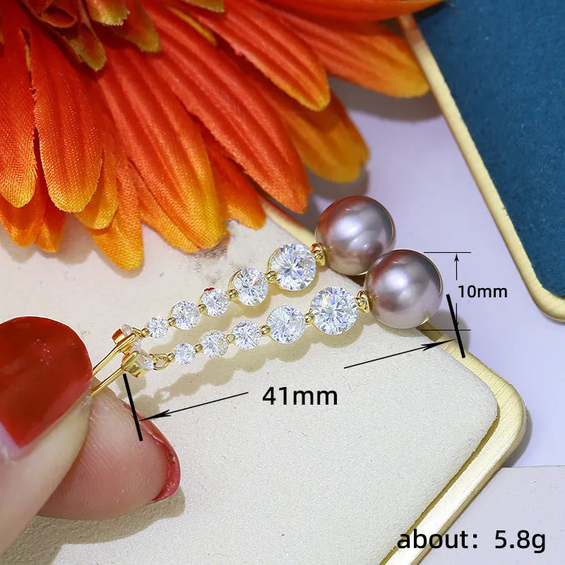 E2344 Gold long drop earrings for women, copper geometric dangle earrings with round detail, one pair