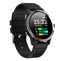 Smart bracelet with colour screen displaying heart rate metrics, shown in black and blue colour options