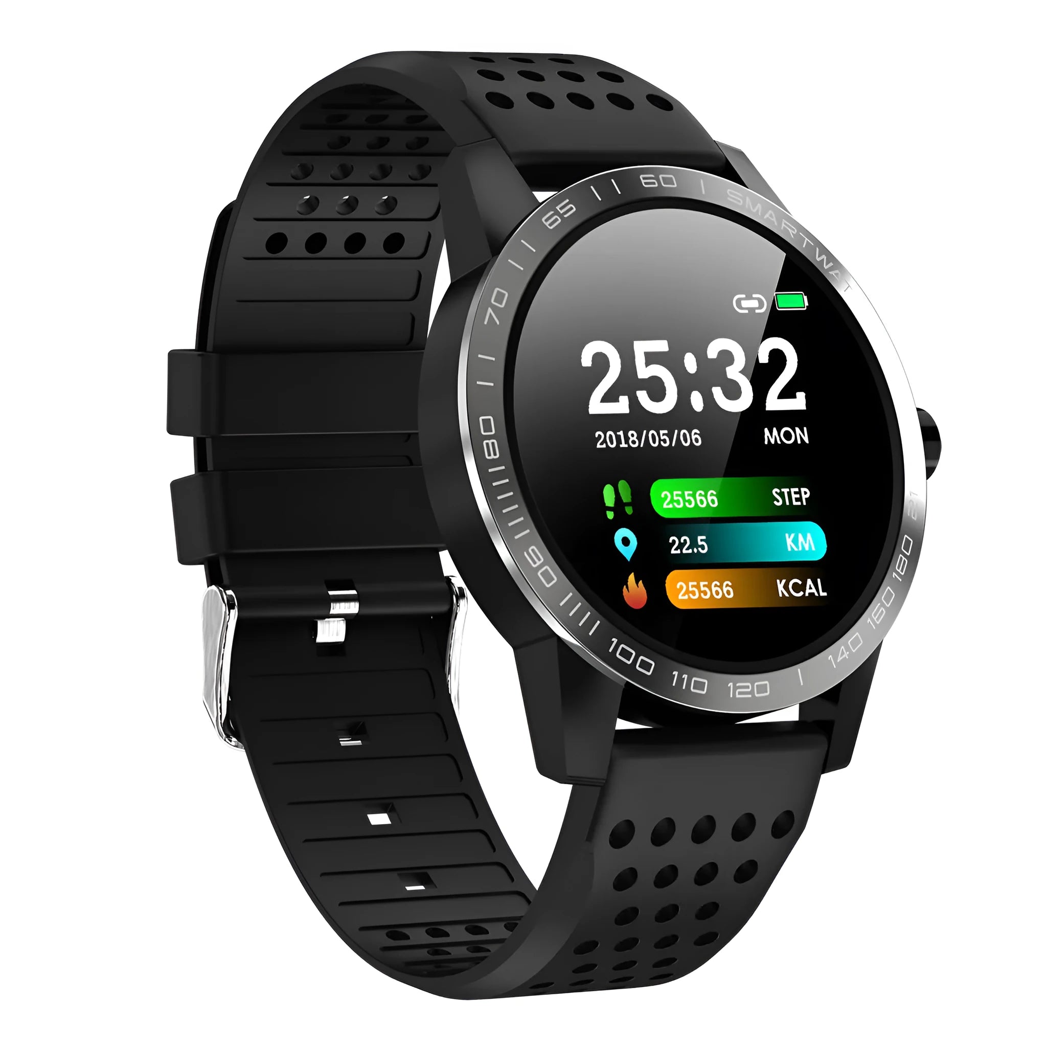 Smart bracelet with colour screen displaying heart rate metrics, shown in black and blue colour options