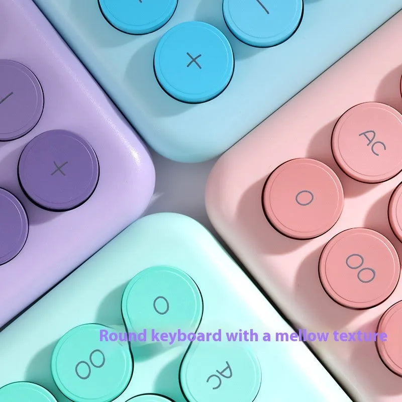 Dopamine gradient colour desk calculator in violet, cherry blossom powder, glacier blue, or mint green with ABS plastic construction