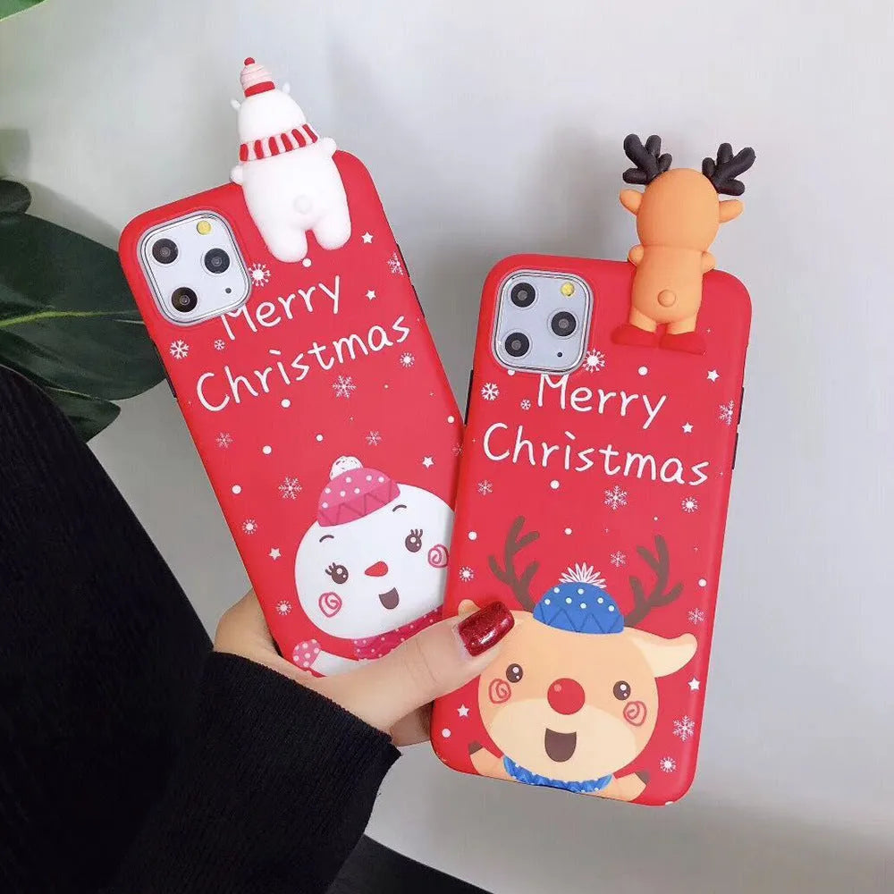 Christmas-themed silicone phone case for iPhone with festive back cover design in multiple colour options