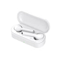 Black and white Bluetooth 5.0 true wireless headphones with charging case