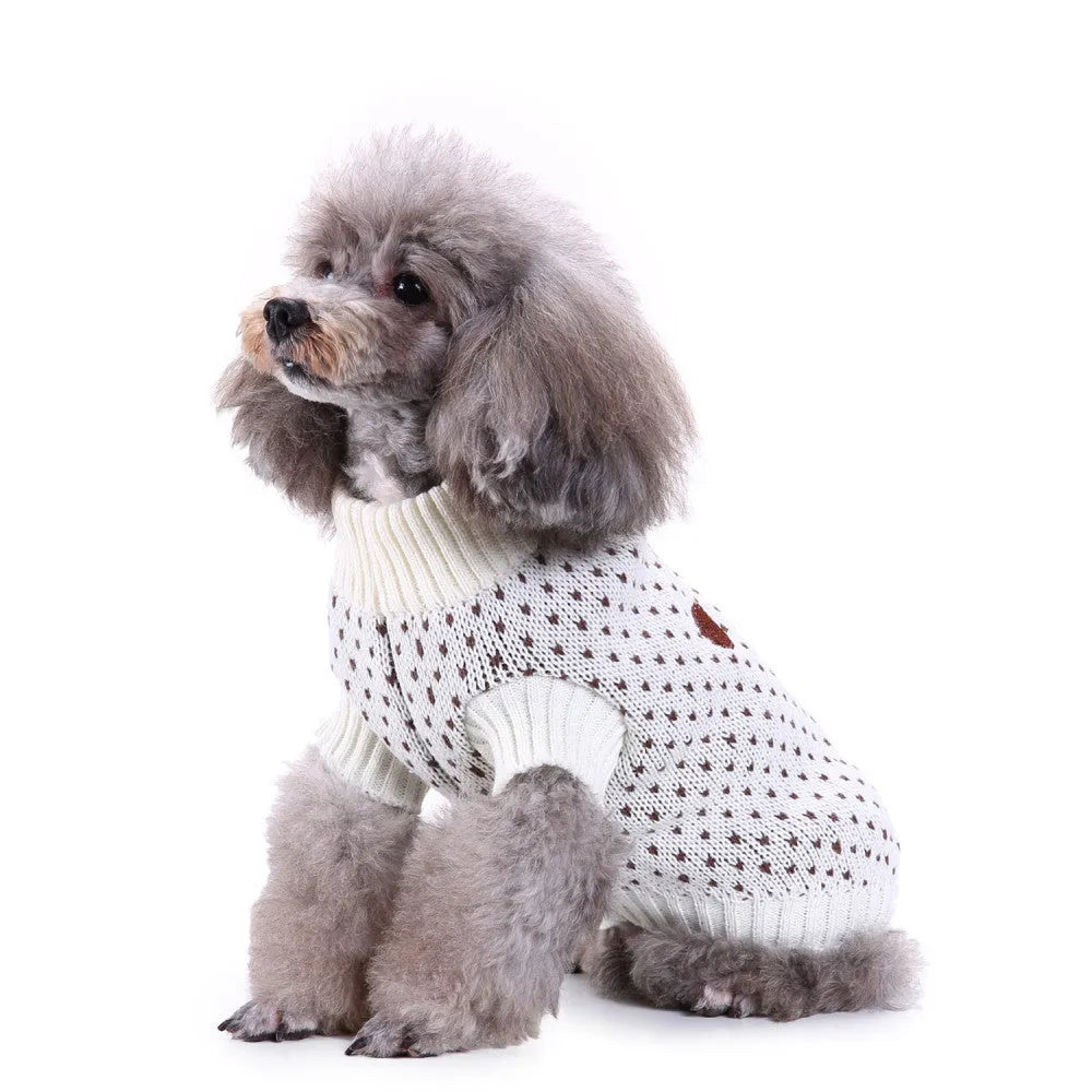 Christmas snowflake dog sweater in polyester, sizes S to 2XL, festive pet jumper