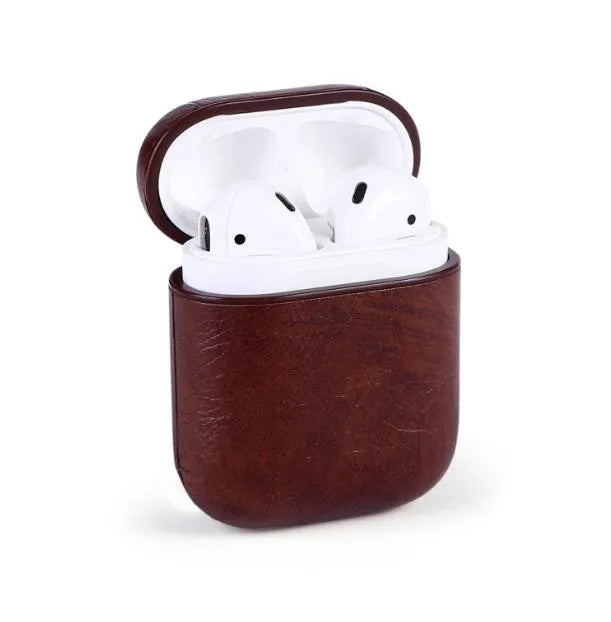 Genuine leather AirPods protective case with 0.5cm slim profile in black colour