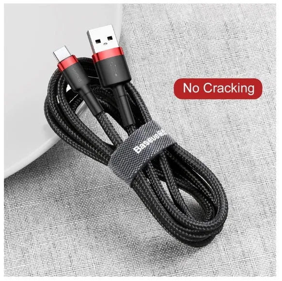 Android Micro USB charging cable with woven nylon braiding in grey black colour