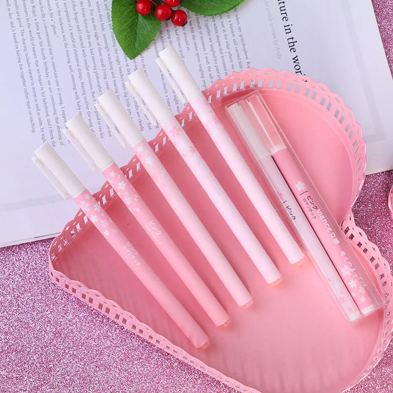 Sakura gel pen set showing 0.38mm and 0.5mm needle tip sizes in plastic body with refillable cartridge design