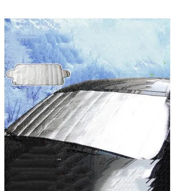 Silver car windscreen cover, 150 x 70cm, for front and rear windshields, made from cotton and aluminium
