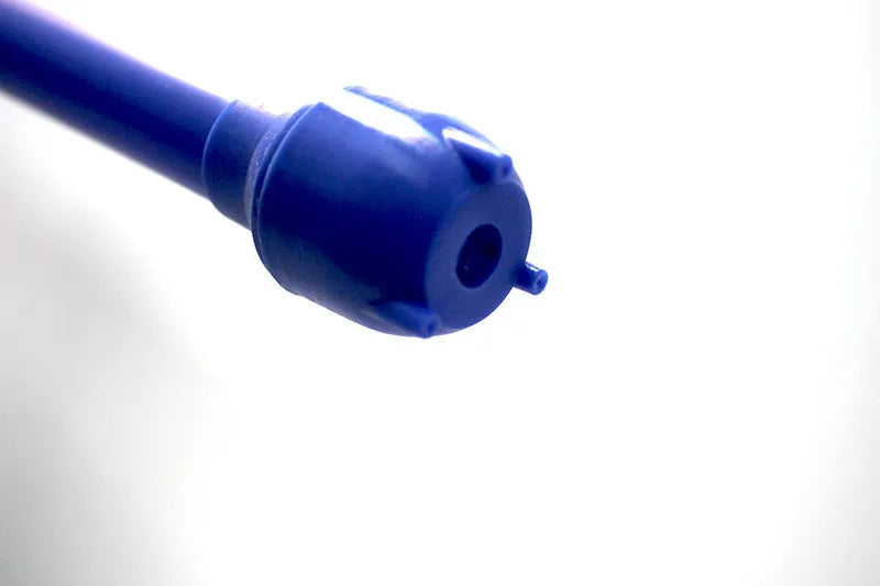 Blue or red manual siphon pump for transferring fuel, oil, and liquids, made from durable PP material