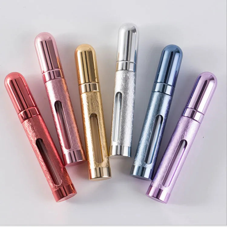 Slim 12ml aluminium portable perfume bottle with glass liner in six colour options