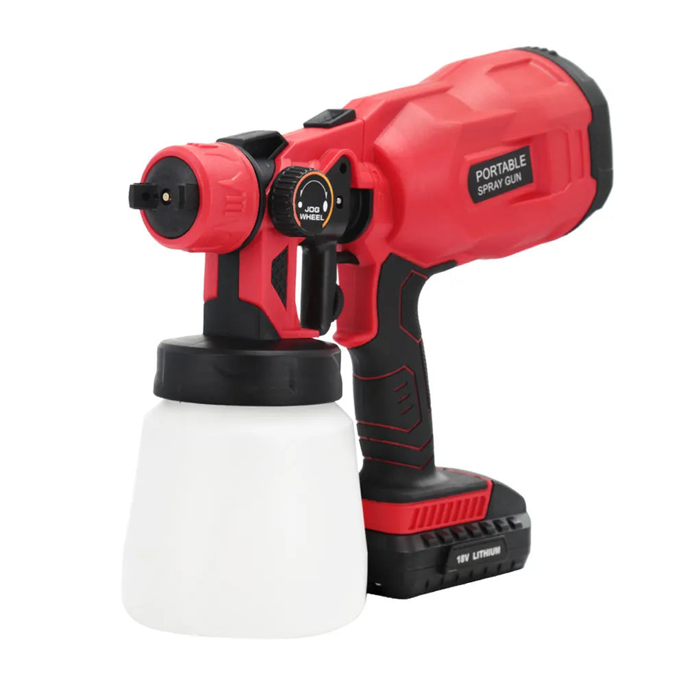 Blue cordless paint spraying machine with 800ml watering can and 550W power rating