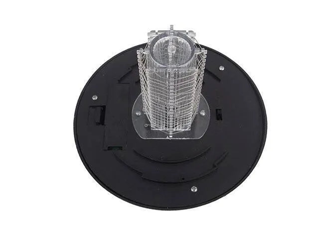 Black solar insect killing lamp with UV purple light and white LED, 42cm tall with 14cm diameter head
