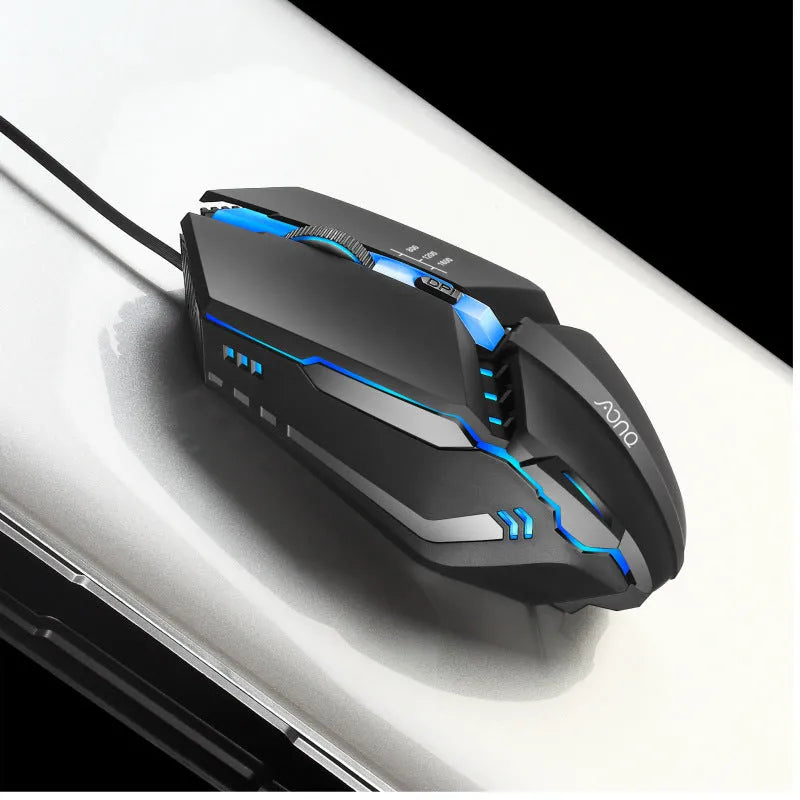 M3 black wired USB mouse, 124 x 63 x 39mm, with 800, 1200, and 1600 DPI resolution settings