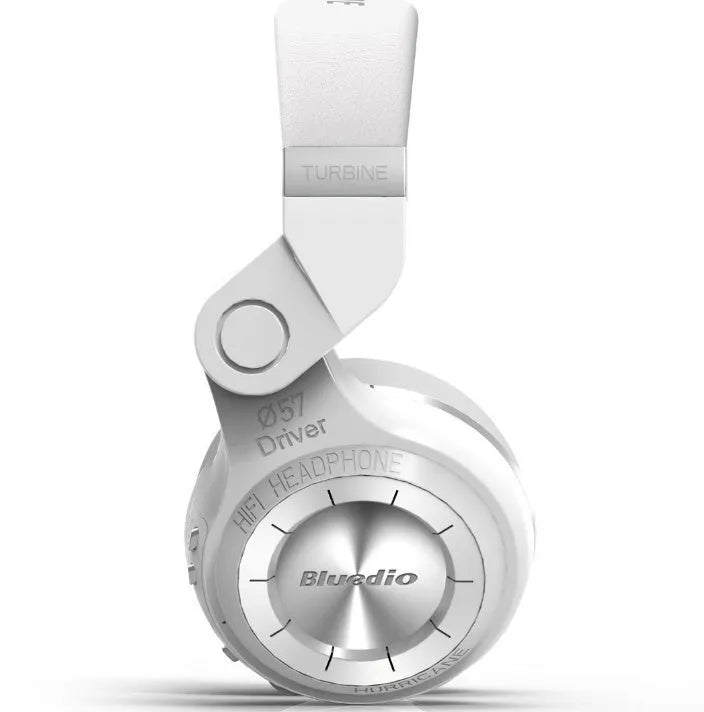 Black and white Blue String T2 Smart Edition 4.1 folding Bluetooth over-ear headset.