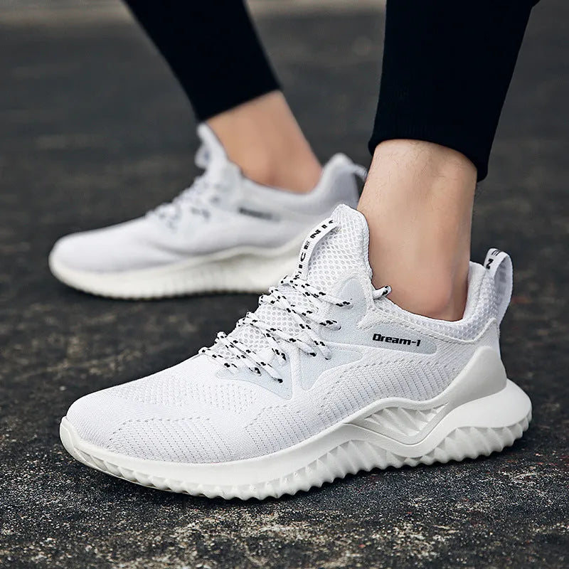 Adult breathable running shoes in multiple colours with mesh upper and front strap