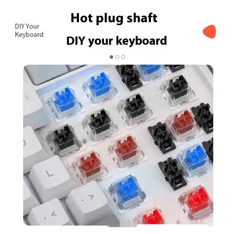61-key compact mechanical keyboard with bluish-black design and hot-swap sockets