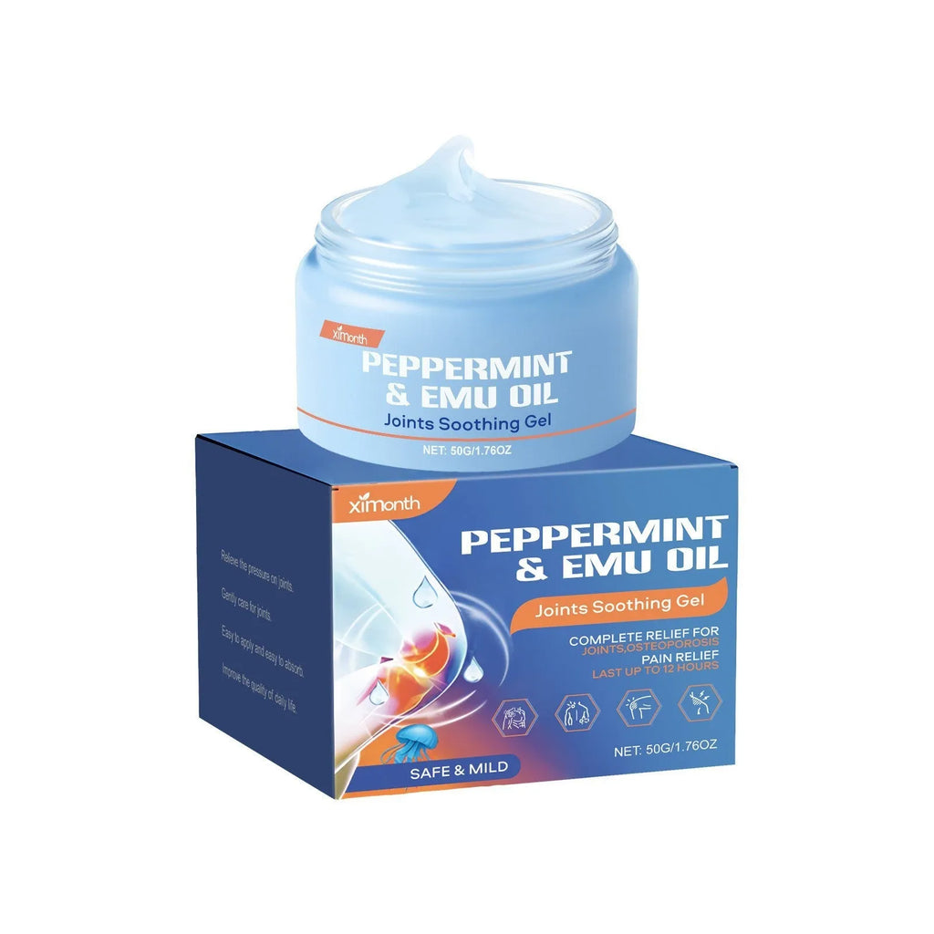 50g tube of joint soothing gel with menthol, mint leaf and emu oil.