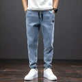 Men's cropped oversized slimming jeans in black, grey or blue, cotton-rich denim with mid waist and straight leg, sizes M to 8XL