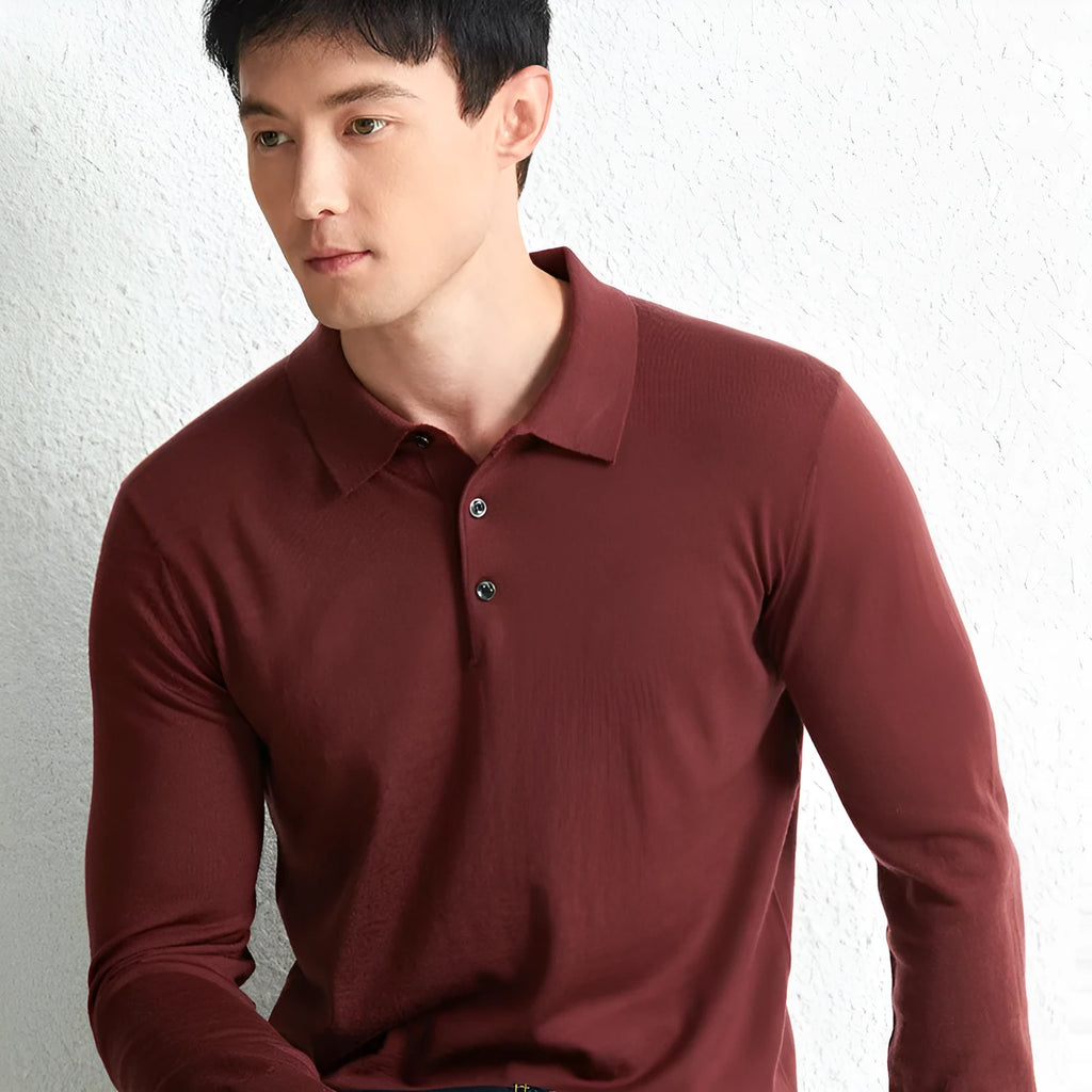 Men's fine pure wool knit pullover sweater, mid-length 65cm, long sleeve, non-ironing, four colours, sizes 105-130