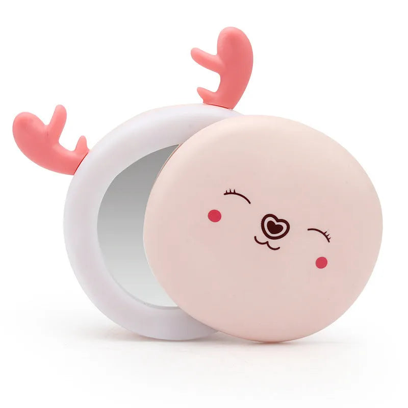 Blue and pink rabbit 3 in 1 USB hand warmer power bank with LED makeup mirror, 11 x 4.5 x 14.5cm ABS plastic