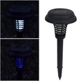 Black solar insect killing lamp with UV purple light and white LED, 42cm tall with 14cm diameter head