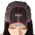 Real human hair lace headgear with 4x4 inch front, showing natural hairline and length options from 12 to 30 inches