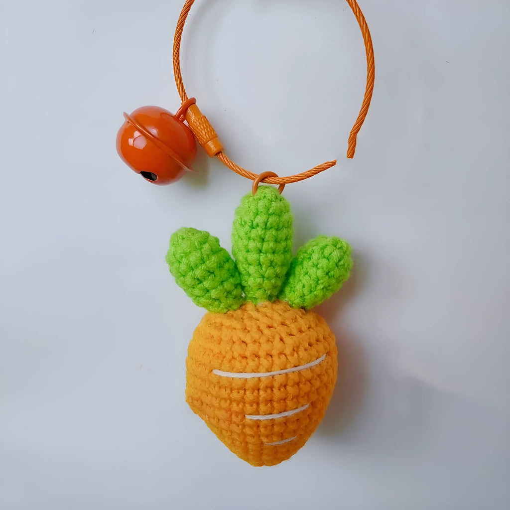 Cartoon carrot car design woollen fabric keychain pendant for accessory decoration