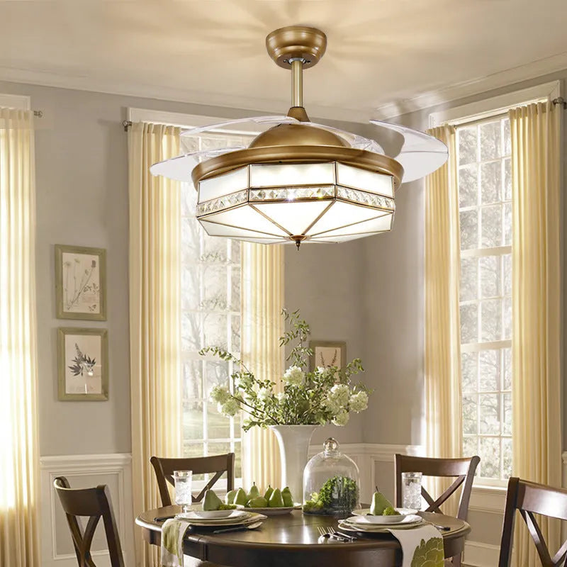 42 inch gold silent fan light with invisible blades and remote control