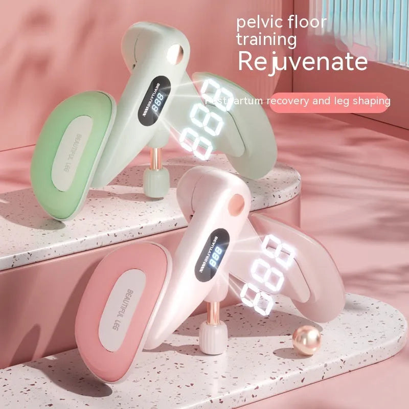 Grey pelvic floor muscle trainer with counter display for tracking exercise contractions