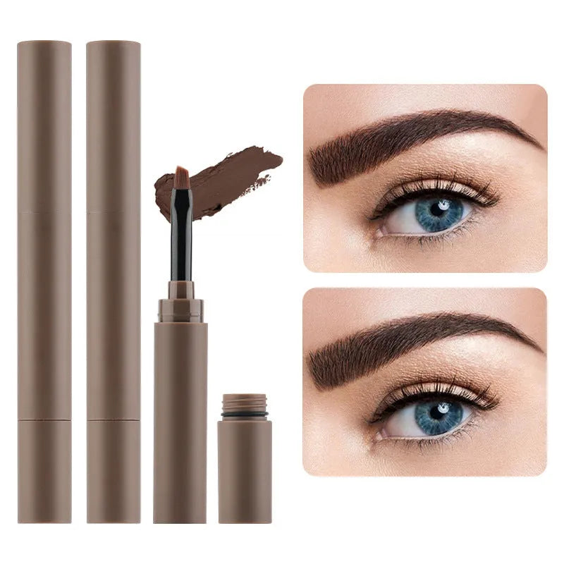 Double-headed eyebrow cream makeup pencil showing reddish brown, brown, light brown, dark brown, and black shades.