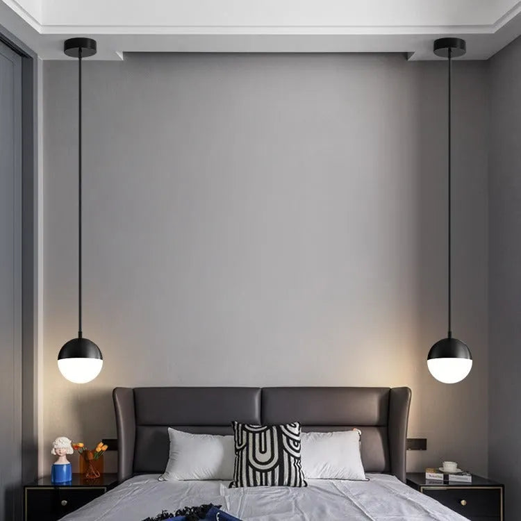 Nordic iron and glass ceiling light with 15cm gold hanging wire, 220V, for bedroom or bedside