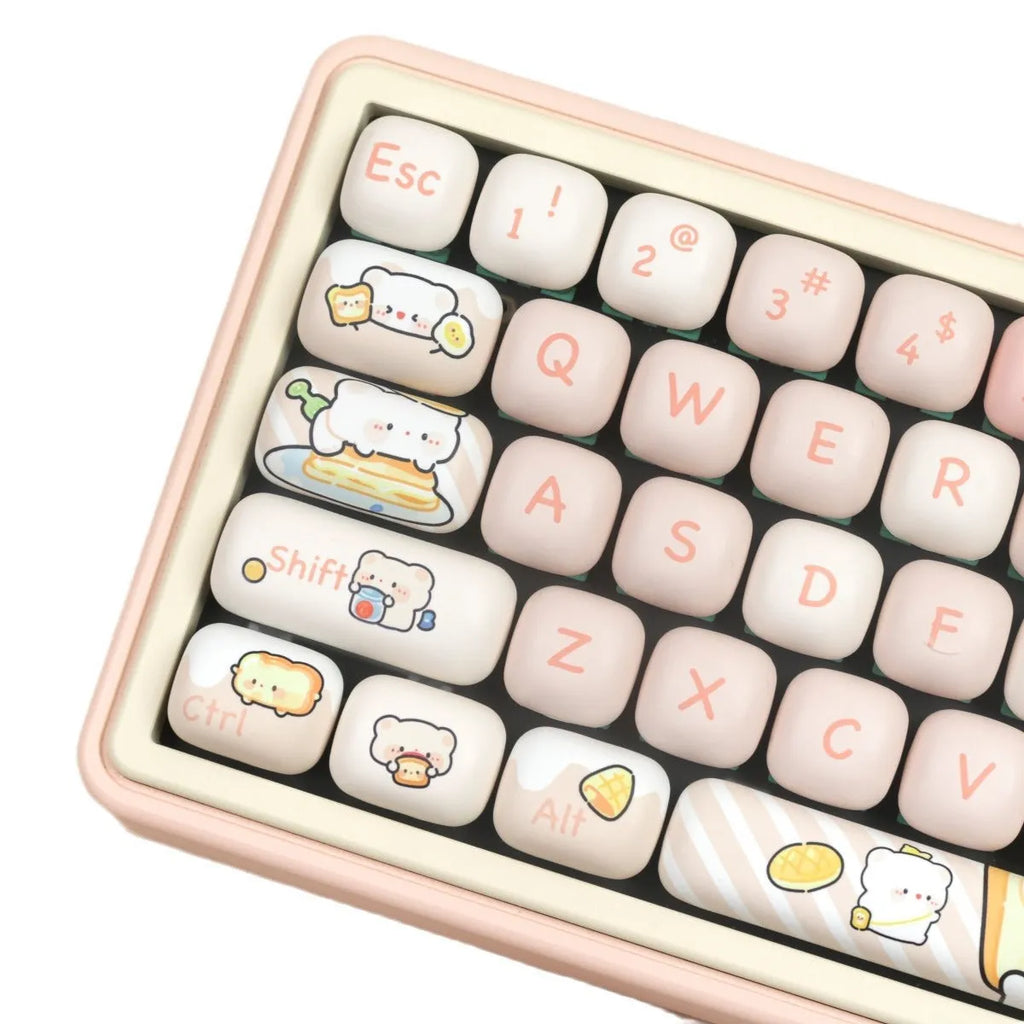 MOG Steamed Bread Key Cap Bread Bear full set with thermal sublimation printing on PBT plastic