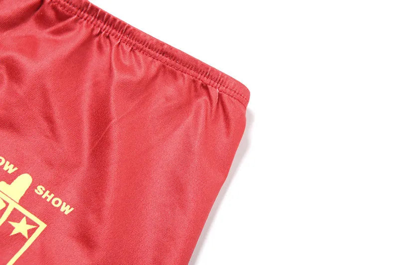 Red women's high waist hip lift shorts suit bikini set with 3D printed pattern