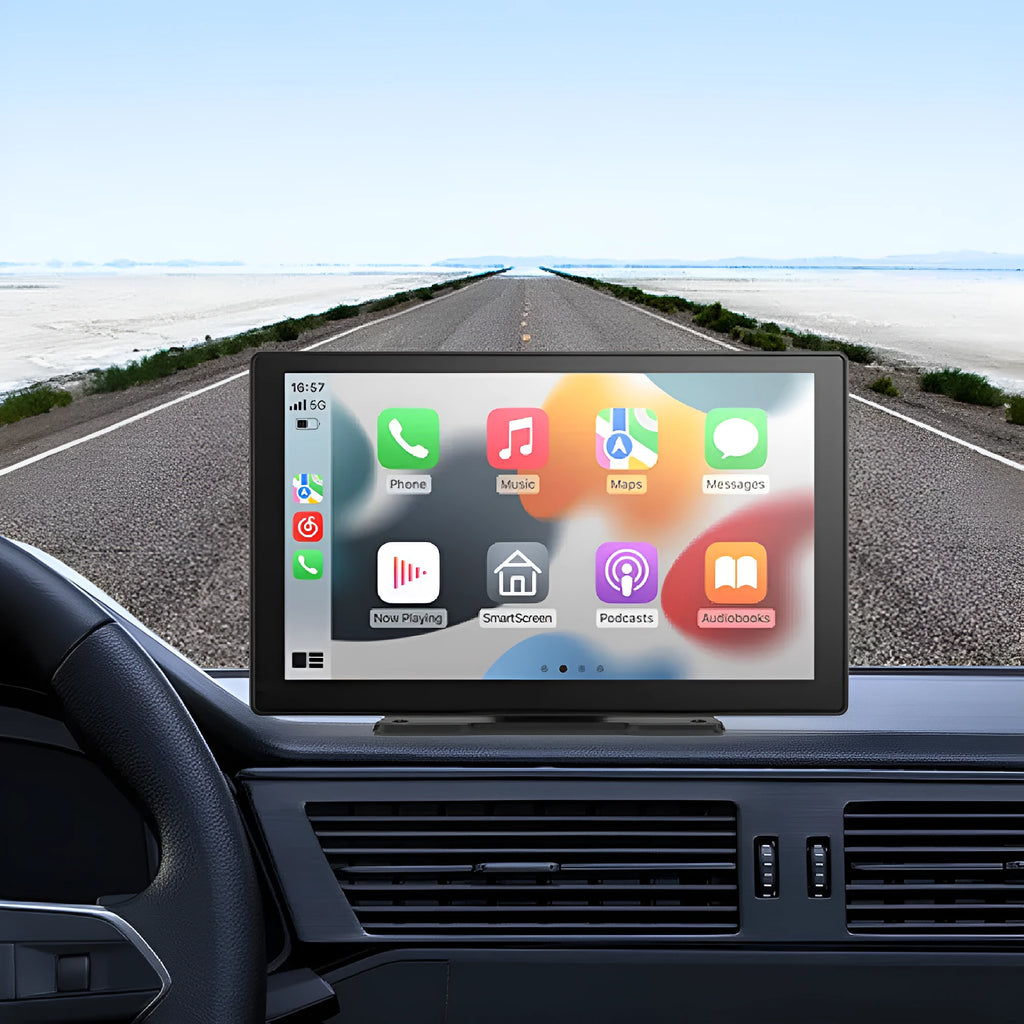 9-inch CarPlay driving recorder dash camera with dual lens for front and rear vehicle recording