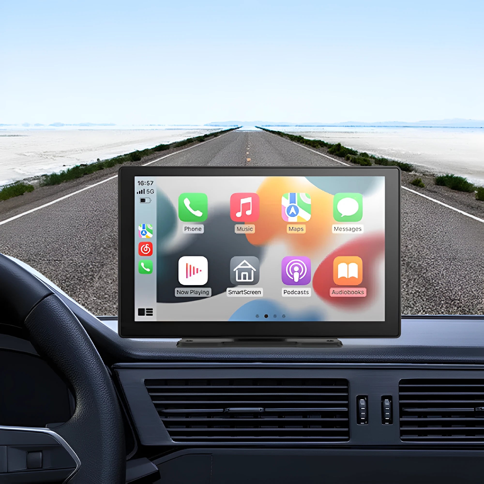 9-inch CarPlay driving recorder dash camera with dual lens for front and rear vehicle recording
