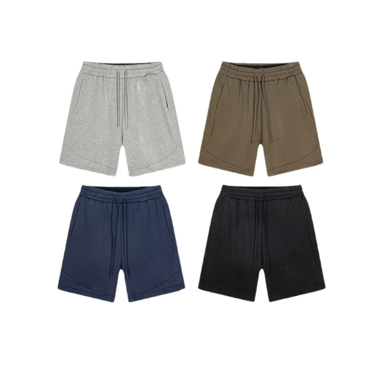 Children's loose fit cotton sports shorts in solid colours on a size chart